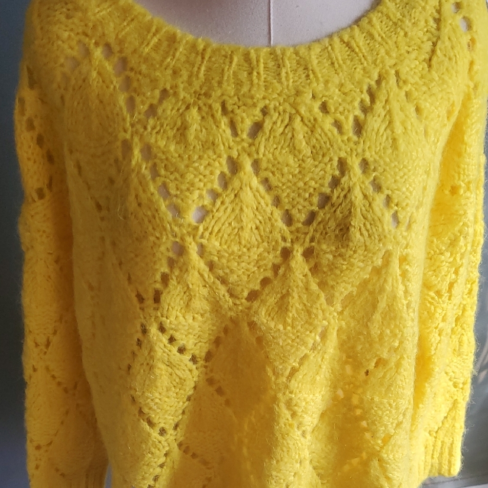 Sleeping On Snow Sunny Yellow Women's Knit Sweater - Picture 3 of 15
